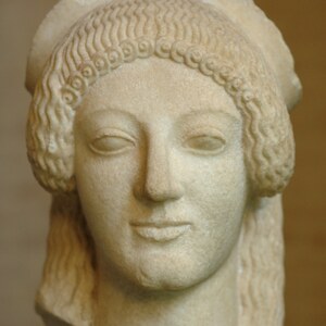 Aphaia head sphinx Glyptothek Munich 91. Object from the collection: Glyptothek and State Collections of Antiquities, Munich.