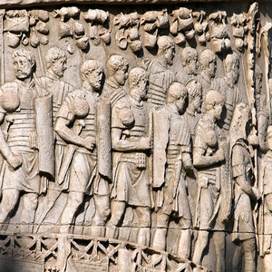 Lorica segmentata depicted on Trajan’s Column, beginning of the II century CE