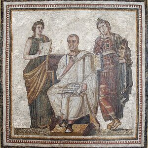 Virgil mosaic in the Bardo National Museum (Tunis) (12241228546). Object from the collection: Bardo National Museum.