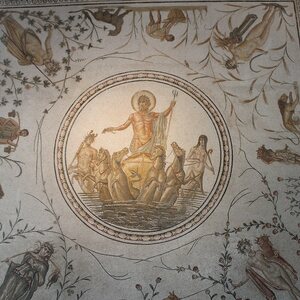 Triumph of Neptunus mosaic in the Bardo National Museum 26 01 2014. Object from the collection: Bardo National Museum.