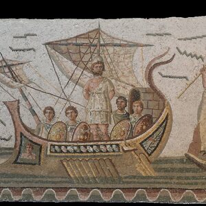 Odysseus and the Sirens, Mosaic from Dougga, 2nd century AD, Bardo National Museum, Tunis (54057797097). Object from the collection: Bardo National Museum.