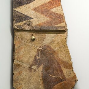 Painted architectural terracotta panel from Portonaccio - horseman - Roma MNEVG - 01. Экспонат из собрания: Национальный этрусский музей виллы Джулия.