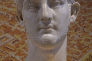 MNAT: National Archaeological Museum of Tarragona: Marble portrait of the prince Nero Julius Caesar, found in the area of the Colonial Forum where it would have been part of a gallery of statues of the imperial family, Na.