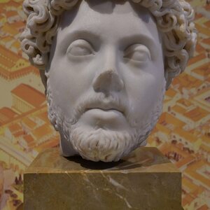 Portrait of the young Marcus Aurelius aged 23, found near the Colonial Forum, National Archaeological Museum of Tarragona, Spain (51713352640). Object from the collection: MNAT: National Archaeological Museum of Tarragona.