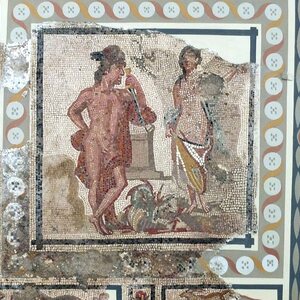 Mosaic of Medusa (Detail, Perseus and Andromeda). Object from the collection: MNAT: National Archaeological Museum of Tarragona.