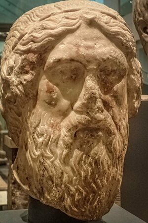 Portrait sculpture of Homer, author of the Iliad and Odyssey epic poems 1-100 CE Ashmolean Museum. Экспонат из собрания: Эшмолеан: античные коллекции.