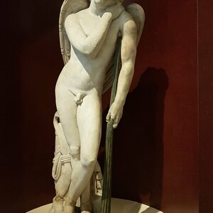 Marble statue of Eros, 100-200 AD, Ashmolean Museum, Oxford. Object from the collection: Ashmolean Museum: Antiquities.