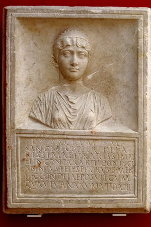 Grave relief for Claudia Pieris, Ny Carlsberg Glyptotek, Copenhagen, 20220618 1046 7016. Экспонат из собрания: Новая глиптотека Карлсберга и античность.