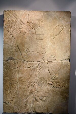 Relief from the palace of the Assyrian king Assurnasirpal II at Nimrud, 9th cent. BCE, Ny Carlsberg Glyptotek, Copenhagen (4) (36023083590). Экспонат из собрания: Новая глиптотека Карлсберга и античность.