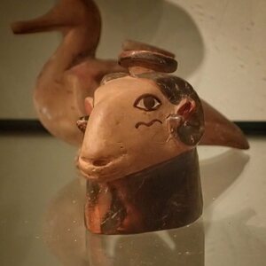 Aryballos in the shape of a sheep or ram protome Greek Hellenistic Ashmolean Museum. Object from the collection: Ashmolean Museum: Antiquities.