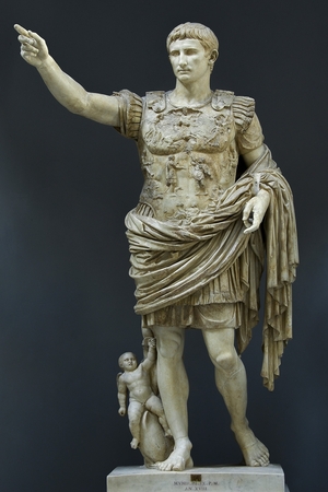 Statue of Emperor Gaius Julius Caesar Augustus from Prima Porta. Marble. Around 20-17 BC.