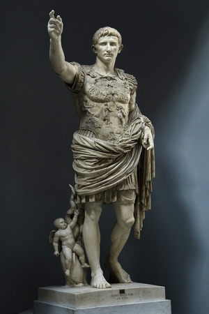 Statue of Emperor Gaius Julius Caesar Augustus from Prima Porta. Marble. Around 20-17 BC.