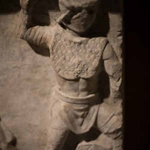 Bas-relief with gladiators,marble. 20-50 years. Pompeii,Stabian Gate,National Archaeological Museum,Naples