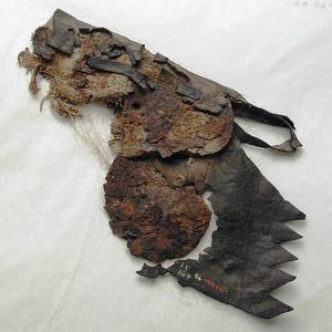 Fragment of a leather subarmalis from Dura Europos (Hariri-Siria),2nd-3rd century AD.